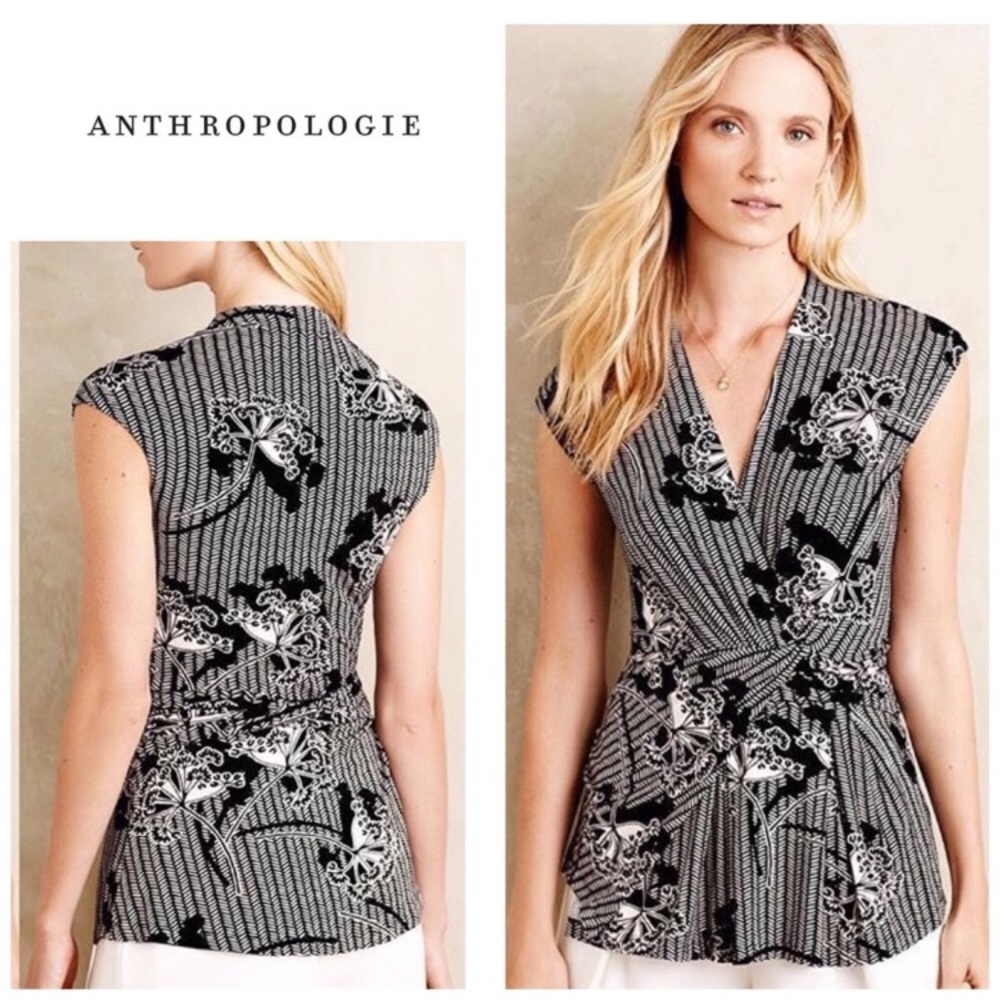 Anthropologie black and white top